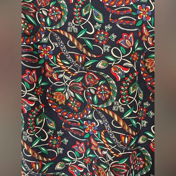 Vintage Talbots Shirt Dress 100% Silk Navy Green Floral Pattern Women’s Size 14 - Picture 9 of 10